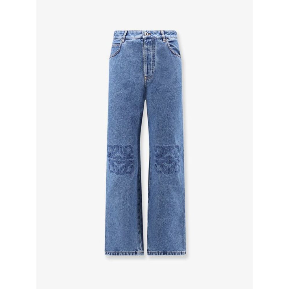 Loewe Men Anagram Baggy Jeans With Embroidery On The Front